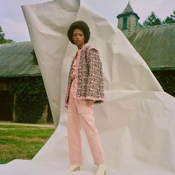 Sea New York Leslie Quilted Floral Cotton Jacket Pink Black Size Small - Picture 15 of 16